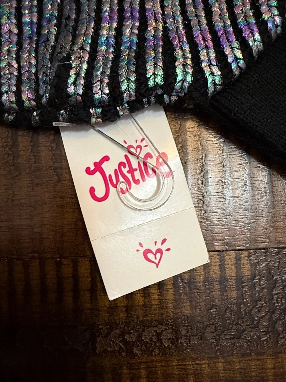 Justice Black Holographic Cat Ear Beanie